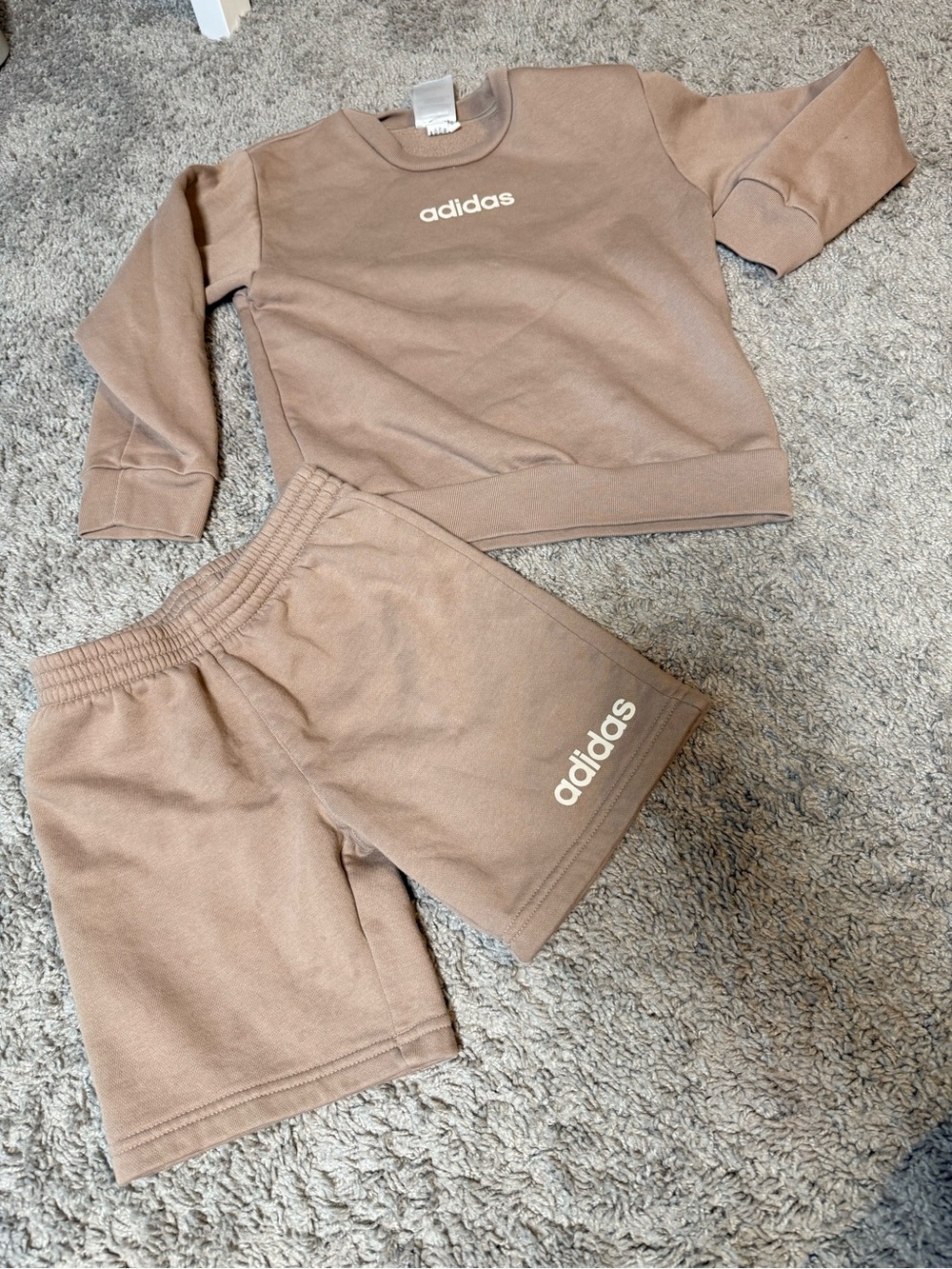 adidas Kids Tan/Brown Sweatshirt & Shorts Set
